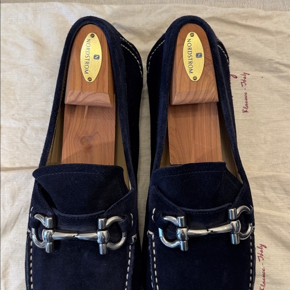 Salvatore Ferragamo Men's Dark Blue Suede Loafers, sz 12 - Picture 12 of 13
